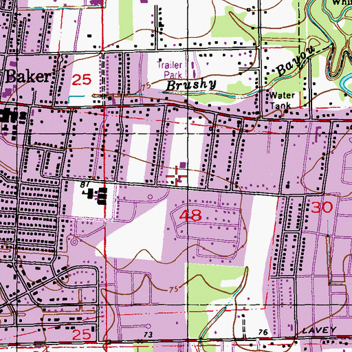 Topographic Map of Harding Street Baptist Church, LA