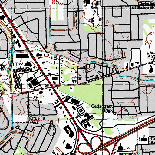 Topographic Map of Harvest Time Assembly Church, LA