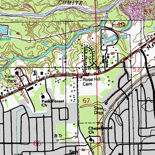 Topographic Map of Hillcrest Village Shopping Center, LA