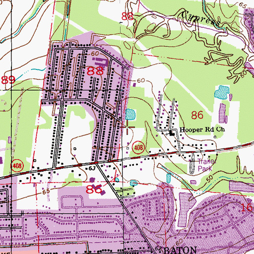 Topographic Map of Hooper Park, LA
