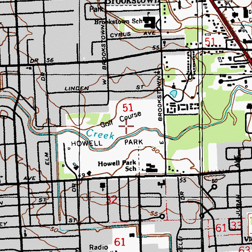 Topographic Map of Howell Park Golf Course, LA