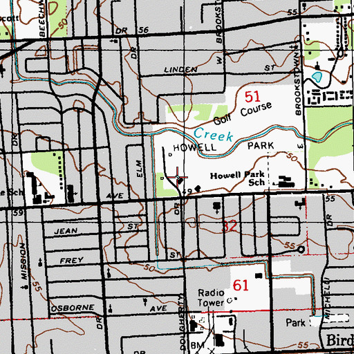 Topographic Map of Howell Park Recreation Center, LA