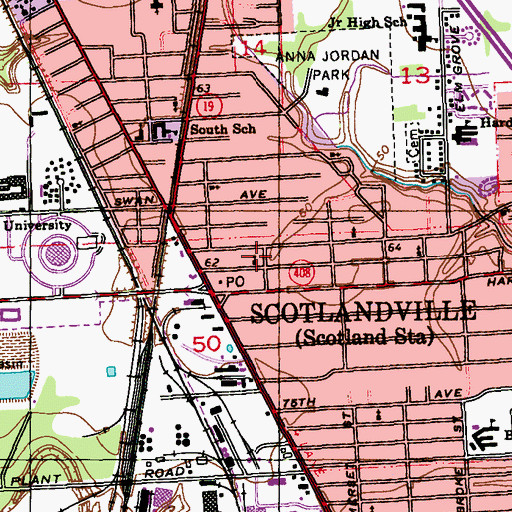 Topographic Map of Immaculate Conception Catholic Church, LA