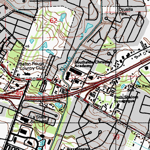 Topographic Map of Interstate Shopping Center, LA