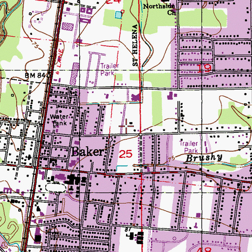 Topographic Map of Jefferson Park, LA