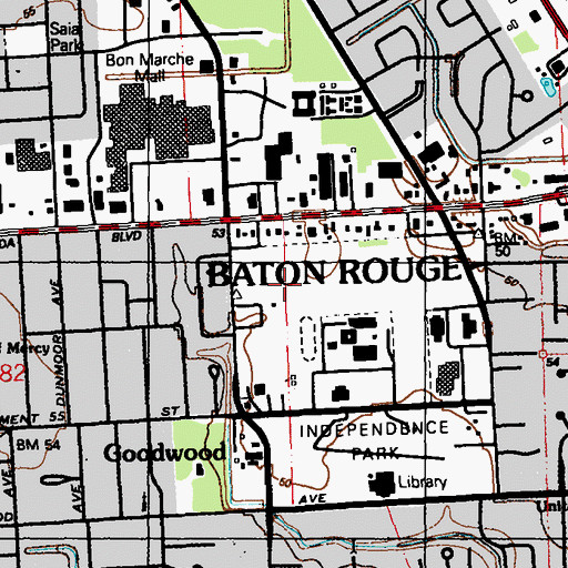 Topographic Map of Jefferson Plaza Shopping Center, LA