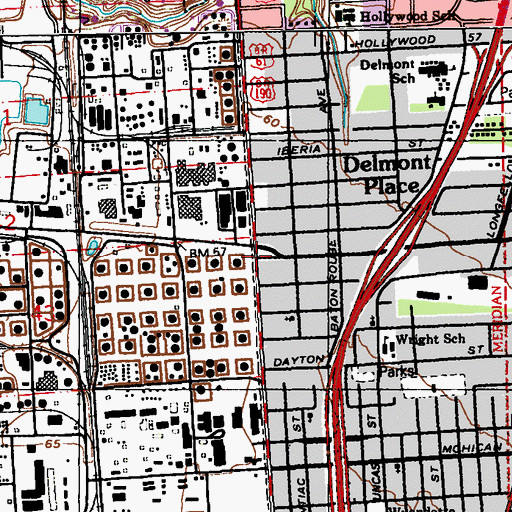Topographic Map of Jesus Name Apostolic Temple, LA