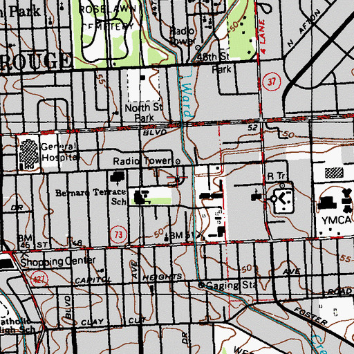 Topographic Map of Kingdom Hall of Jehovahs Witnesses, LA