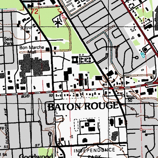 Topographic Map of Kornmeyer Plaza Shopping Center, LA