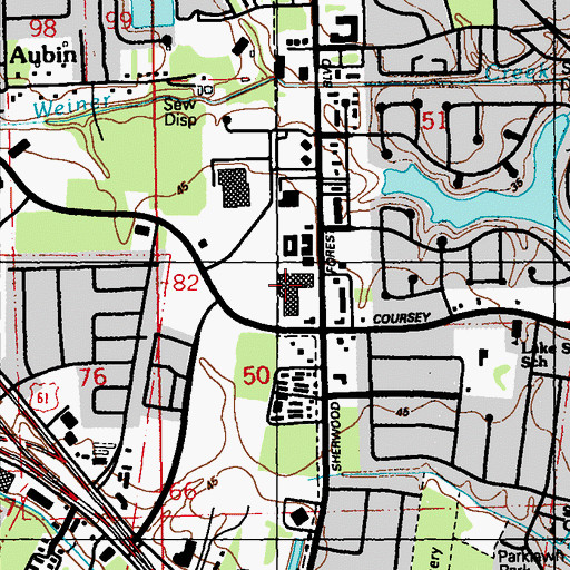 Topographic Map of Lake Sherwood Mall Shopping Center, LA