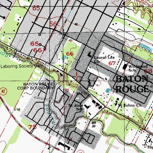 Topographic Map of Laurel Lea Shopping Center, LA