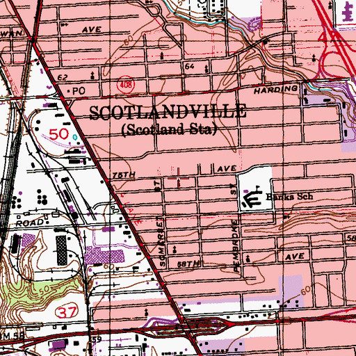 Topographic Map of Little Zion Baptist Church, LA