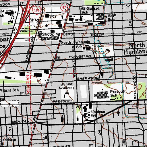 Topographic Map of Living Faith Christian Center, LA