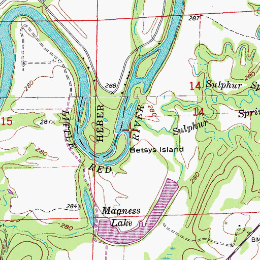 Topographic Map of Sulphur Spring Branch, AR