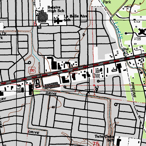 Topographic Map of Longbow Shopping Center, LA