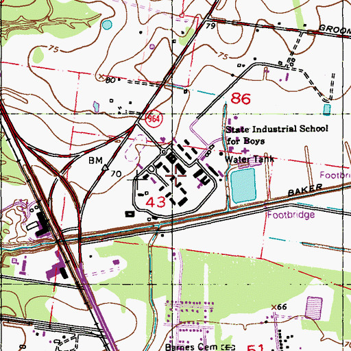 Topographic Map of Louisiana Training Institute, LA