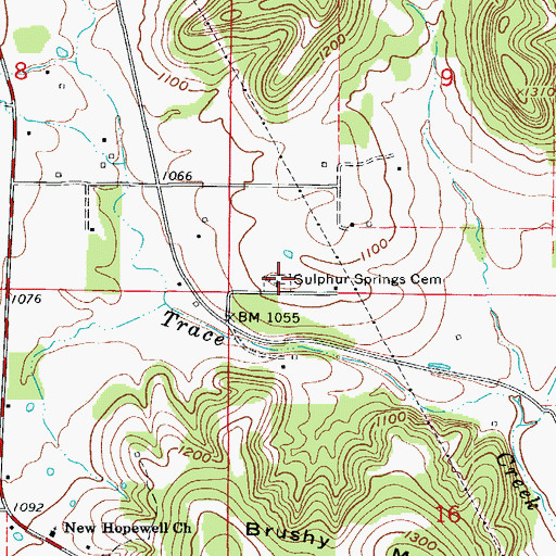 Topographic Map of Sulphur Springs Cemetery, AR
