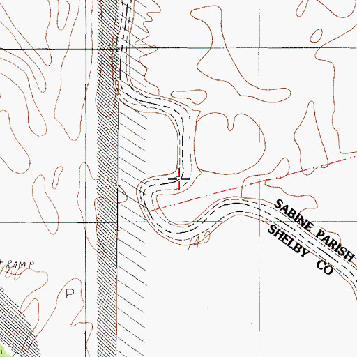 Topographic Map of Cow Bayou, LA