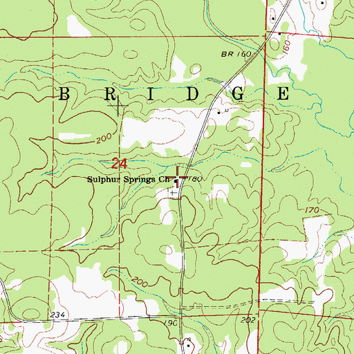 Topographic Map of Sulphur Springs Church, AR