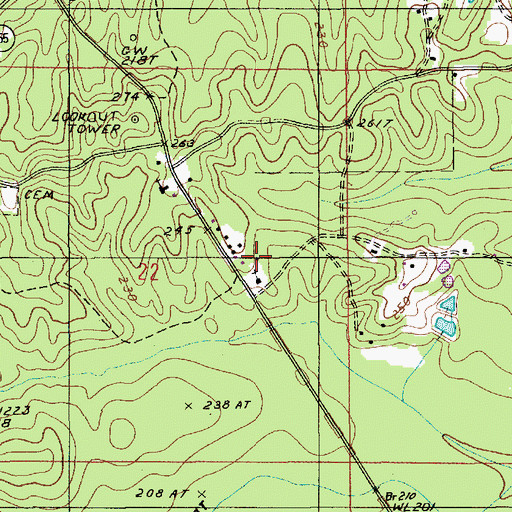 Topographic Map of Adams Chapel Methodist Church, LA