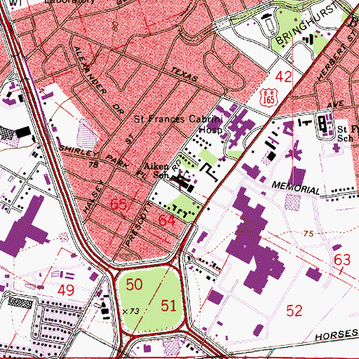 Topographic Map of Aiken School, LA