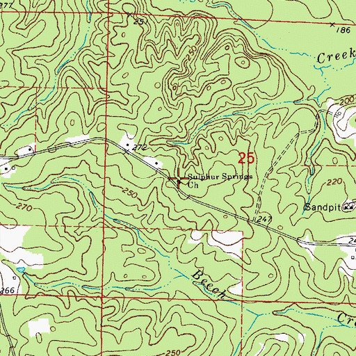 Topographic Map of Sulphur Springs Church, AR