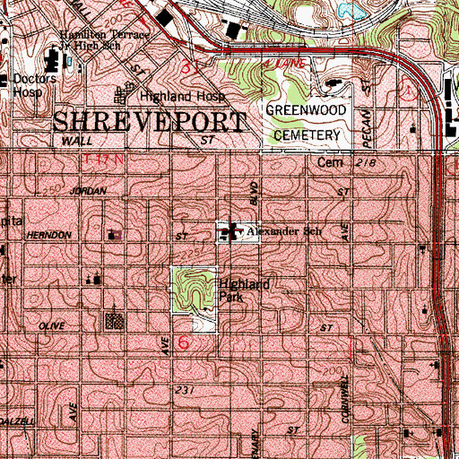 Topographic Map of Alexander Learning Center School, LA
