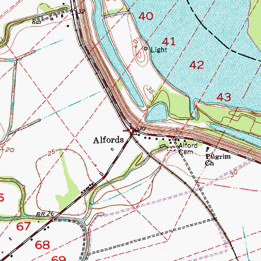 Topographic Map of Alfords, LA