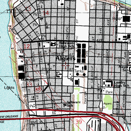 Topographic Map of Algiers, LA
