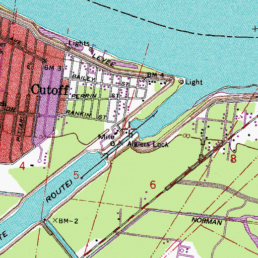 Topographic Map of Algiers Lock, LA