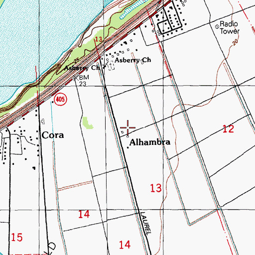 Topographic Map of Alhambra, LA