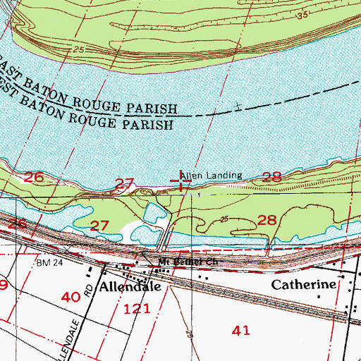 Topographic Map of Allen Landing, LA