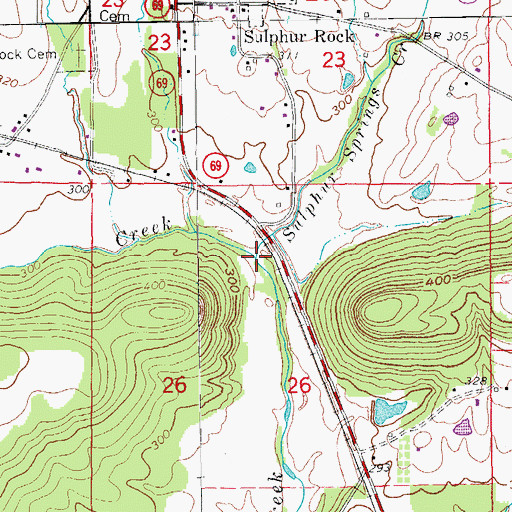 Topographic Map of Sulphur Springs Creek, AR