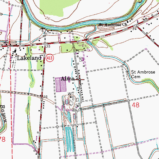 Topographic Map of Alma, LA