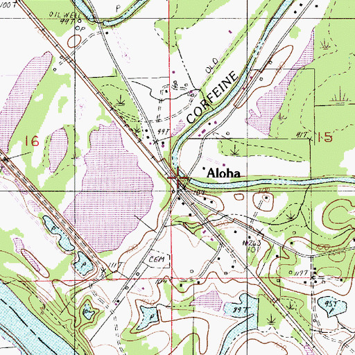 Topographic Map of Aloha, LA