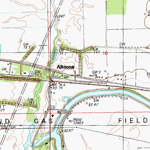 Topographic Map of Altoona, LA