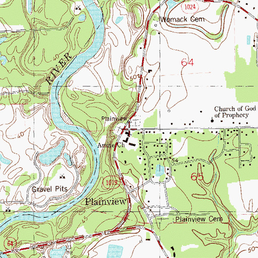 Topographic Map of Old Amite Baptist Church, LA