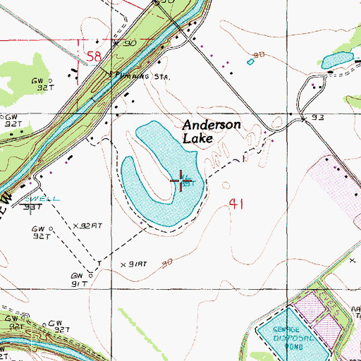 Topographic Map of Anderson Lake, LA