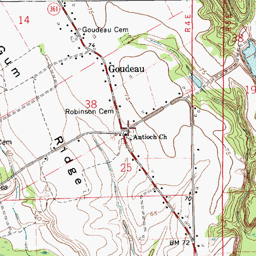 Topographic Map of Antioch Church, LA