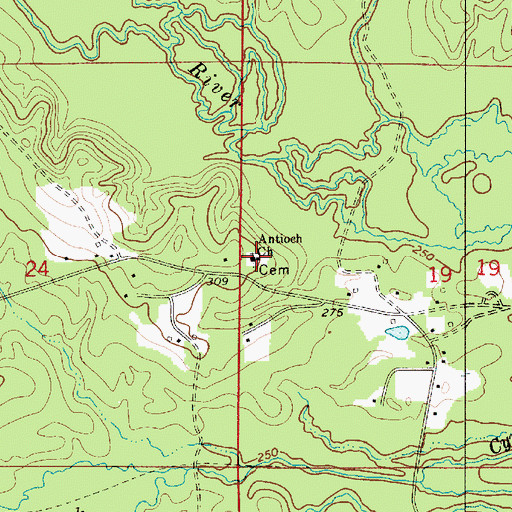 Topographic Map of Antioch Baptist Church, LA