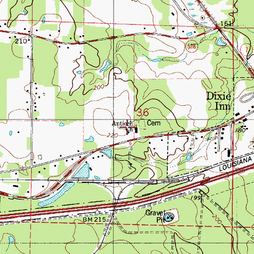 Topographic Map of Antioch Baptist Church, LA