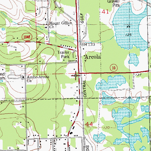 Topographic Map of Arcola, LA