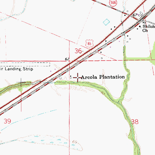 Topographic Map of Arcola Plantation, LA
