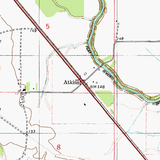 Topographic Map of Atkins, LA
