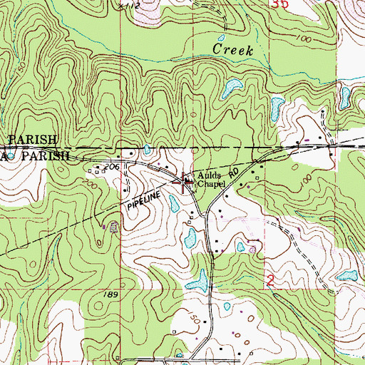 Topographic Map of Aulds Chapel, LA