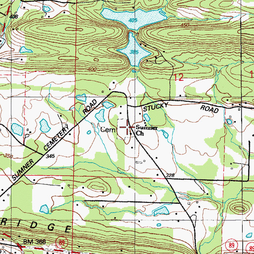 Topographic Map of Sumner Church, AR