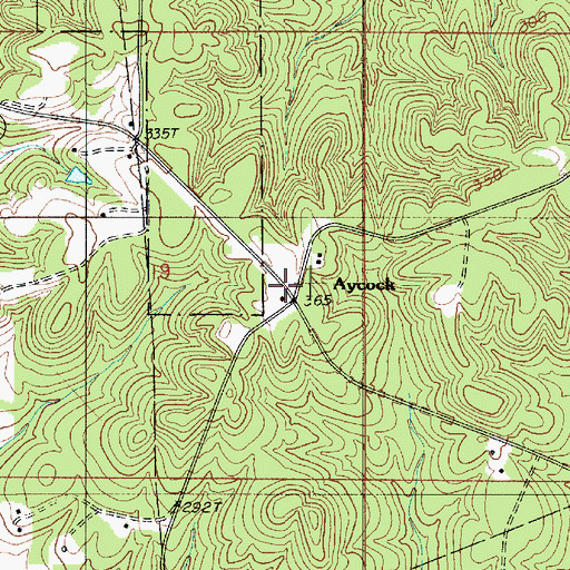 Topographic Map of Aycock, LA
