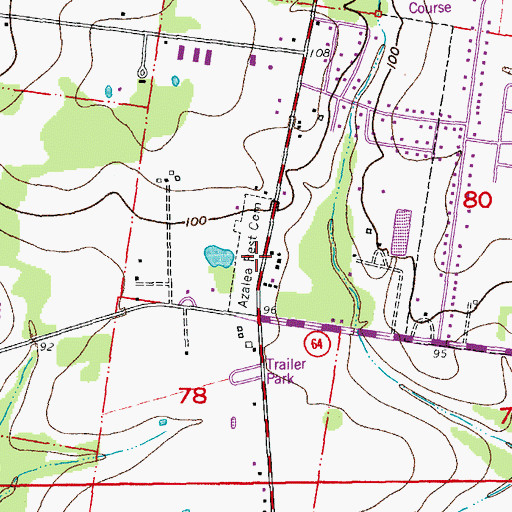 Topographic Map of Azalea Rest Cemetery, LA