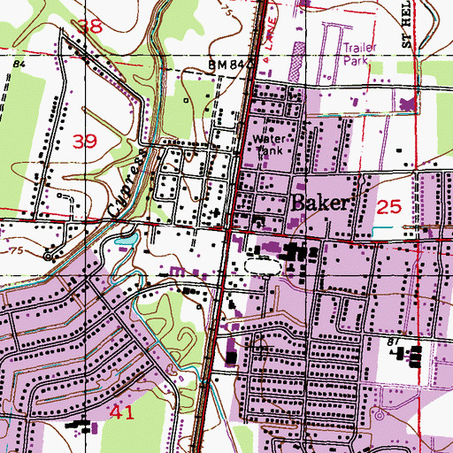 Topographic Map of Baker, LA