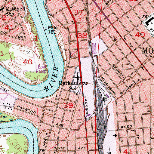 Topographic Map of Bardkull Faulk Elementary School, LA